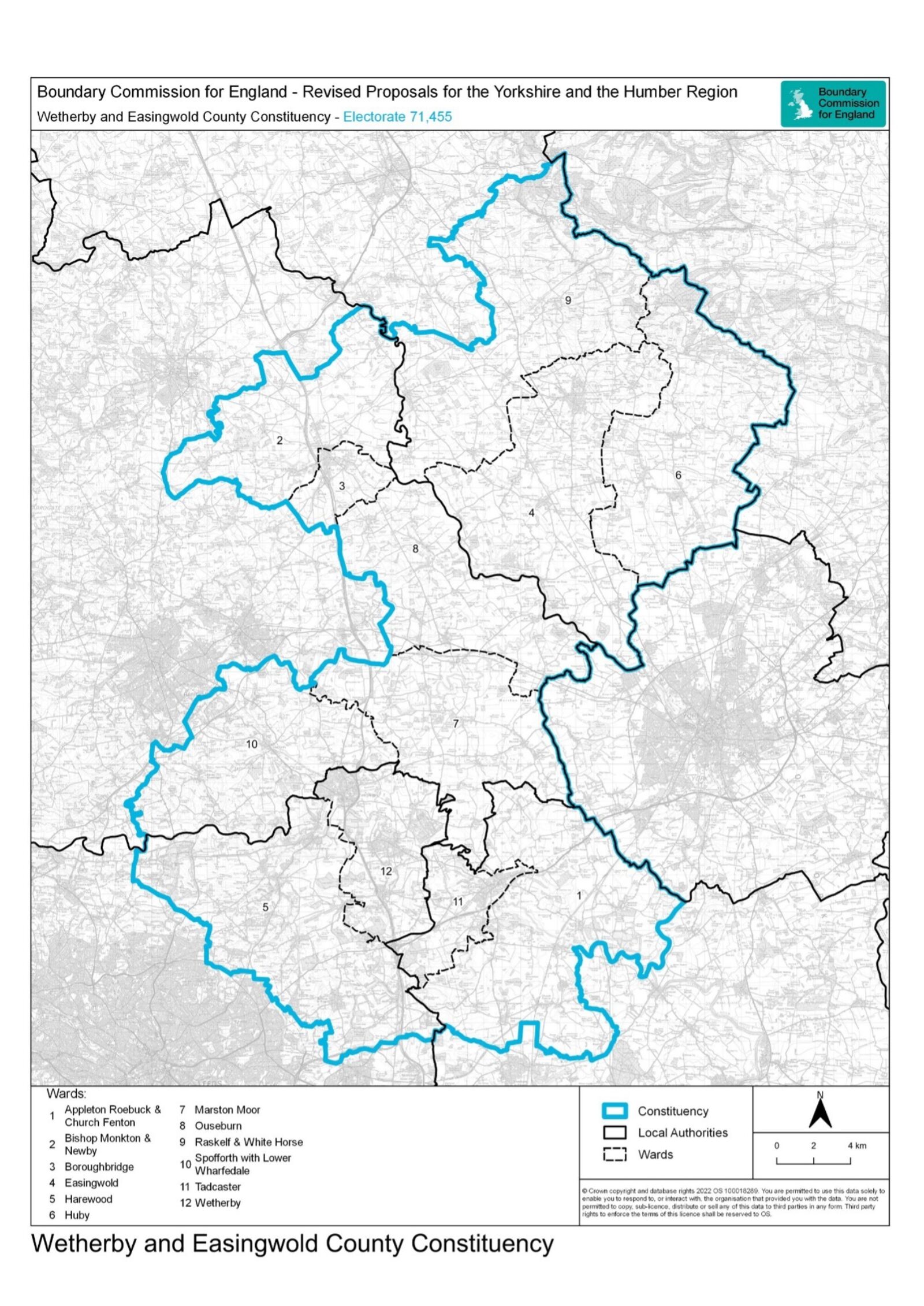 A map of the Wetherby and Easingwold constituency